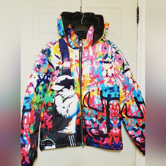 Tango Hotel × Brandalised Praying Boy Men's Winter Puffer Jacket Size Medium - Picture 4 of 5